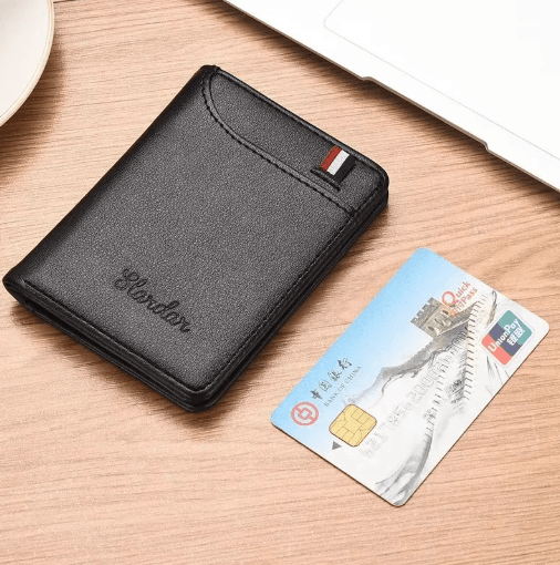 Mens Ultra Thin Minimalist Wallet Slim Vertical Soft Leather Card Holder