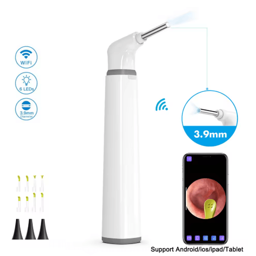 Wireless HD Ear Camera Otoscope 3.9mm Smart ear cleaning camera with WiFi & LED Lights
