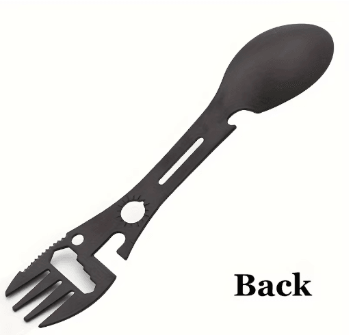 SurvivAll 6 in 1 Camping Spork Tool Whistle Knife & Bottle Opener Combo