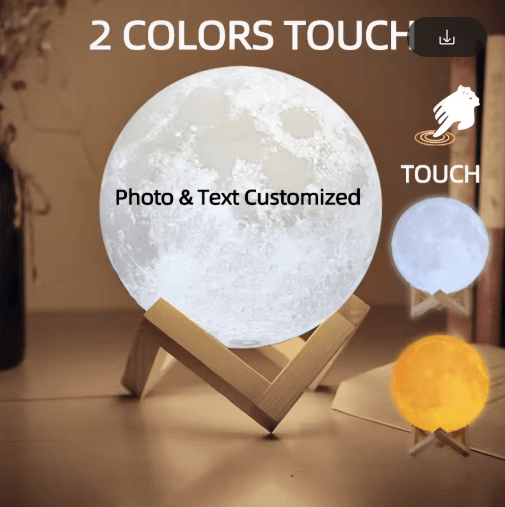 LunaGlow Personalized Moon Lamp – Custom Photo 3D Printed USB Night Light