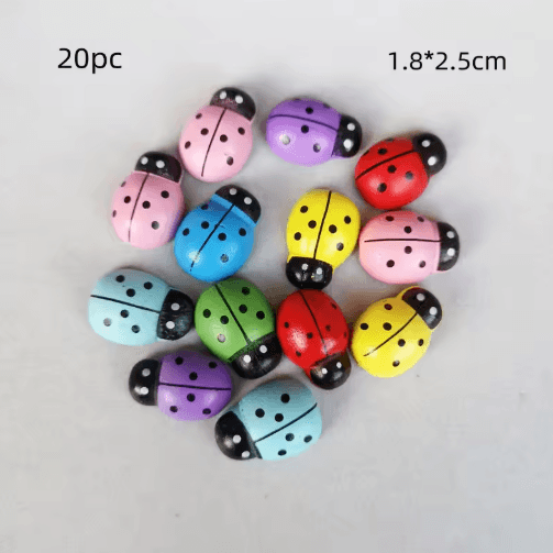 Wooden Ladybug Decor – Large Miniature Fairy Garden Ornament for DIY Crafts