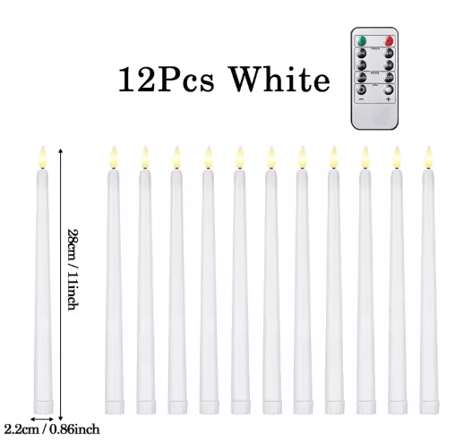 Flameless LED Taper Candles Set - Battery Operated Flickering Candles for Wedding & Home Decor