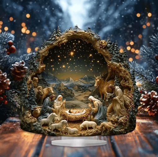 Transparent Acrylic Nativity Scene Ornament Elegant Christian Christmas Table Centerpiece