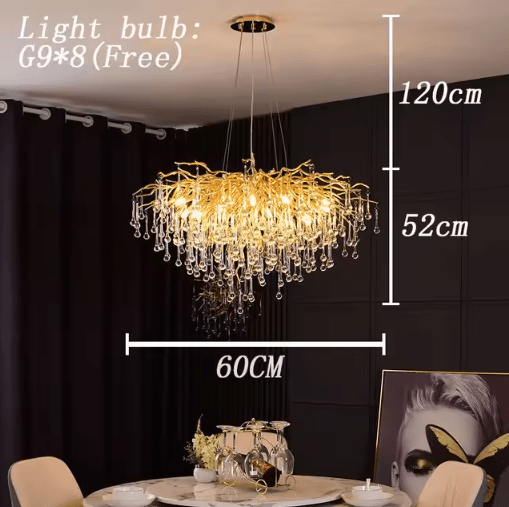 Nordic Gold K9 Crystal Chandelier Modern Luxury LED Ceiling Light