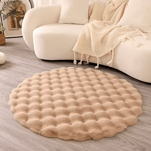 Round Faux Rabbit Fur Rug – Ultra Soft Faux Fur Carpet for Cozy Home & Kids Spaces