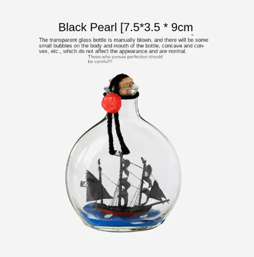 Black Pearl Ship in a Bottle Decor Pirate Glass Bottle Nautical Ornament