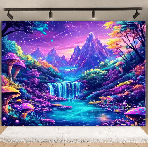 VIKAMA Fantasy Forest Glow Tapestry Blacklight Wall Decor for Dreamy Spaces