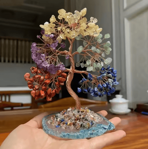 Seven Chakra Crystal Tree of Life Feng Shui Healing Gem Decor
