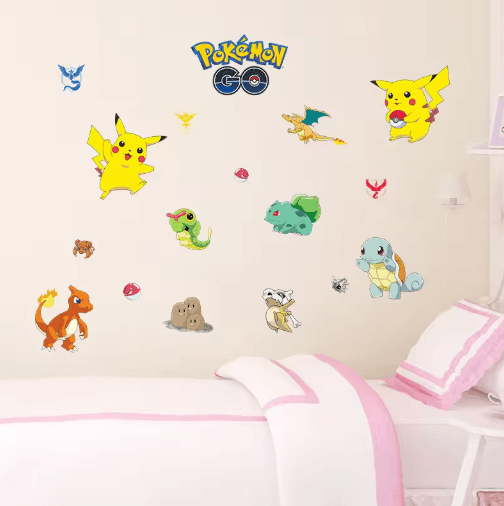 Pikachu Cartoon Wall Sticker Cute Anime Kids Room Vinyl Decal