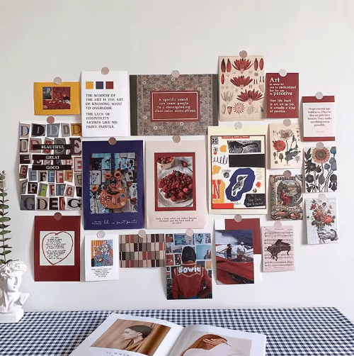 Nordic Retro Photo Card Wall Stickers – Aesthetic Postcard Collage Decor for Bedroom