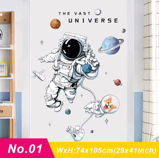 Astronaut Wall Stickers – Space Nursery Wall Decals for Kids Room Decor