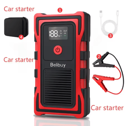 Portable 150 PSI Car Jump Starter & Air Compressor Multi function Emergency Power Kit