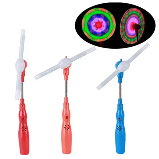 LED Light Up Windmill Spinner Toy with Flashing Rainbow Lights