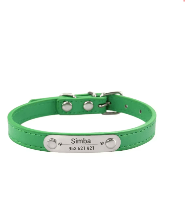 Personalized PU Leather Dog Collar with Engraved Name ID Anti Lost Pet Collar