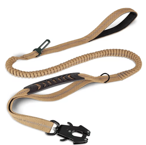 PowerTrail Reflective Bungee Dog Leash with Built-In Car Seatbelt