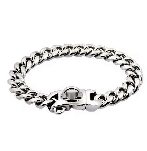 RoyalChain Stainless Steel Dog Chain Collar with Gold Cuban Link Design