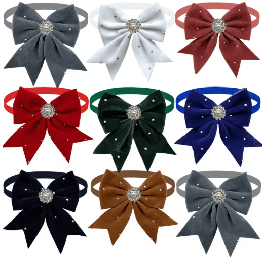 LuxeSpark Diamond Pet Bow Tie Set – Adjustable Grooming Bows for Dogs & Cats (50/100PCS)