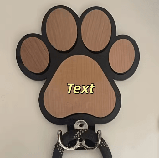 Custom Wooden Paw Print Dog Leash Hanger – Decorative Wall Hook for Collars & Pet Accessories