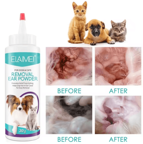 Pet Ear Powder for Dogs & Cats – Gentle Ear Hair Removal & Ear Care Powder
