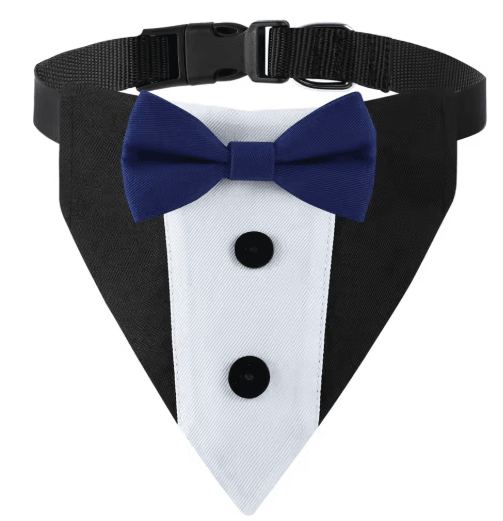 Sucado Pet Wedding Collar with Bow Tie Bandana Adjustable Dog Engagement Outfit