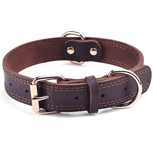 Benepaw Genuine Leather Dog Collar – Heavy-Duty Vintage Collar for Medium & Large Dogs