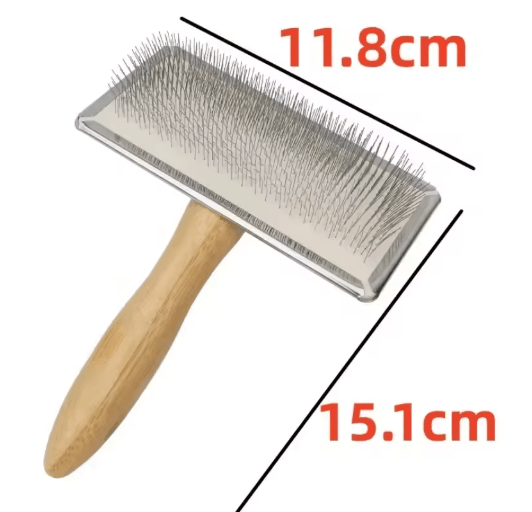 Wooden Pet Grooming Comb – Stainless Steel Deshedding & Detangling Brush for Dogs and Cats
