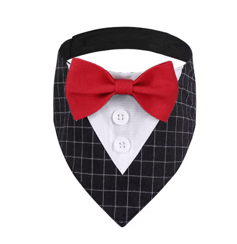 Sucado Wedding Dog Bandana Tuxedo – Adjustable Formal Pet Scarf for Parties & Special Occasions