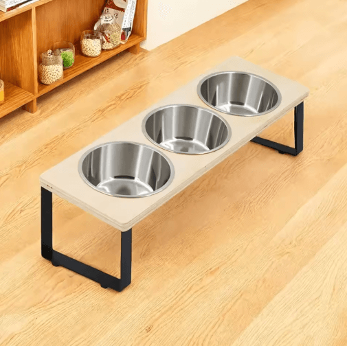 15° Tilted Elevated Cat Bowls – Raised Stainless Steel Feeding Set for Cats & Small Puppies