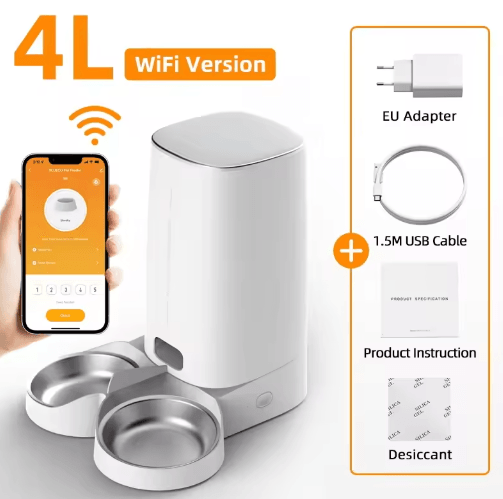 ROJECO Smart WiFi Automatic Pet Feeder – Remote Dry Food Dispenser for Cats & Dogs