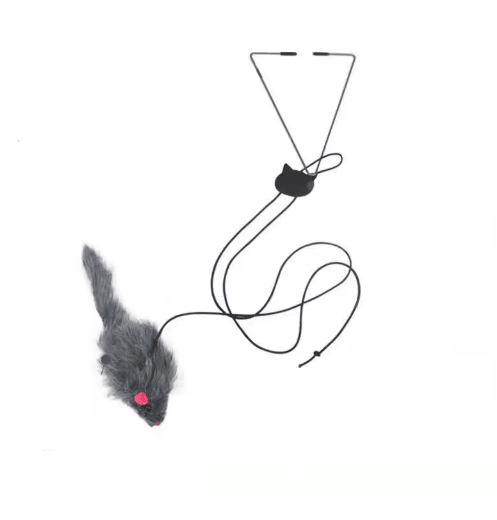 Interactive Hanging Plush Mouse Cat Toy with Elastic Door Clip