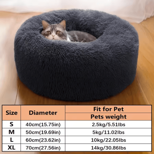 Soft Plush Faux Fur Donut Calming Bed for Cats & Dogs