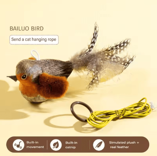 Realistic Bird Sound Interactive Plush Cat Toy for Cats & Kittens