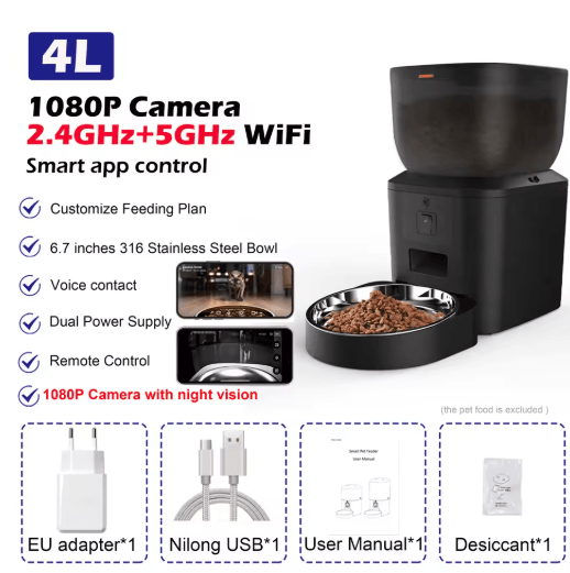Furpipi Smart Automatic Pet Feeder with 1080P HD Camera & App Control