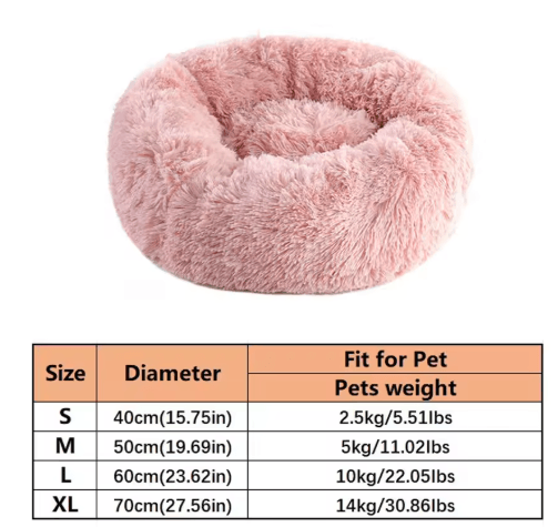 Soft Plush Donut Cat Bed – Washable Faux Fur Pet Sleeping Mat for Cats & Small Dogs