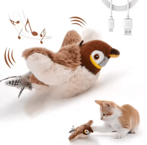 Interactive Flapping Bird Cat Toy – Plush Bite-Resistant Shaky Sparrow for Self-Play