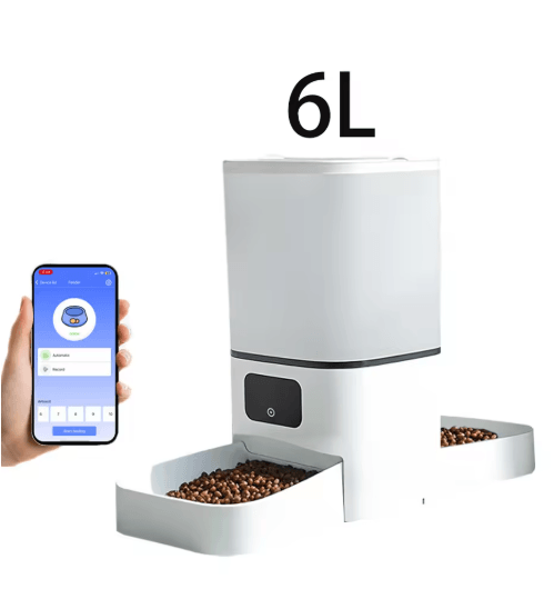 6L WiFi Automatic Pet Feeder Dual Bowl Smart Food Dispenser for Cats & Dogs