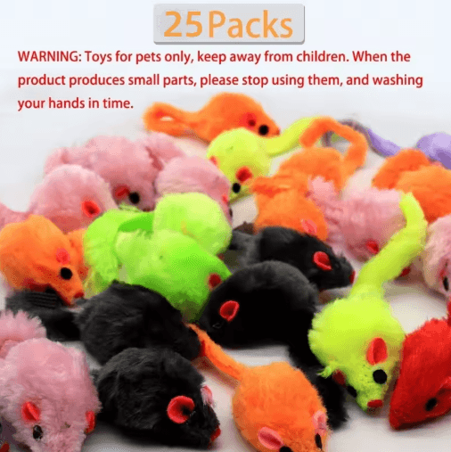 25-Pack Plush Mouse Cat Toys – Interactive Hunting & Play Set for Cats