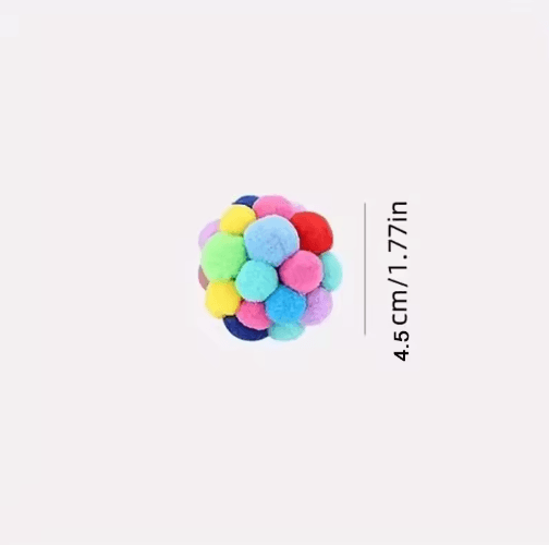 Colorful Plush Bell Ball Cat Toys – Interactive Pom Pom Bouncy Balls for Cats