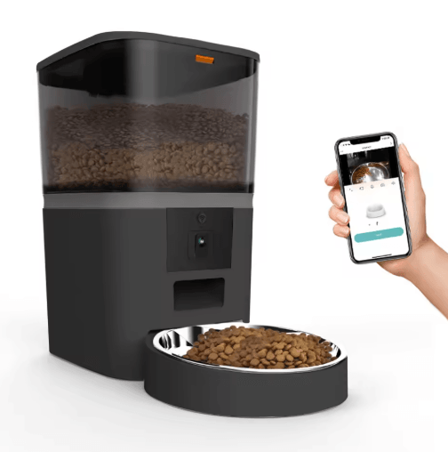 Smart Automatic Pet Feeder with Camera Automatic Cat Feeder with Timed Feeding, HD Monitoring & Dual Bowls