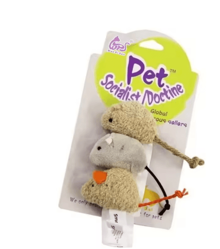 3-Piece Plush Mouse Cat Toy Set for Interactive Hunting and Play