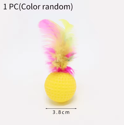 Colorful Feather Golf Ball Cat Toy Set Interactive Catch & Chase Toys for Curious Cats