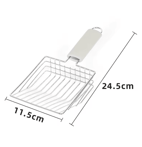 Heavy-Duty Metal Cat Litter Scoop Stainless Steel Pet Waste Shovel with Durable Aluminum Handle
