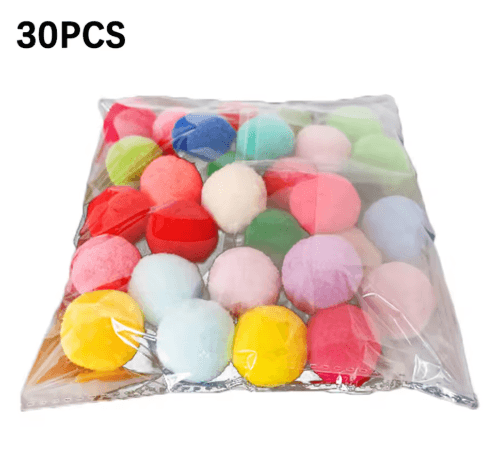10/20/30PCS Mini Pompom Cat Toy Set – Colorful Plush Balls for Active Kittens and Cats