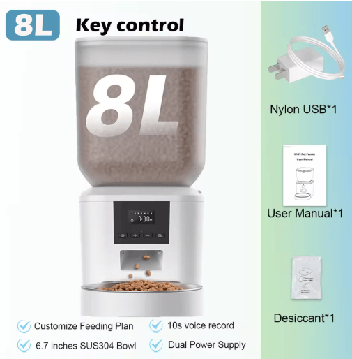 Furpipi Smart 8L Automatic Pet Feeder with 1080P Camera WiFi App-Controlled Food Dispenser for Cats & Dogs