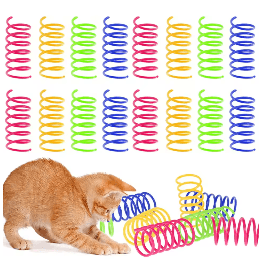 Spring Pounce Cat Coil Toy Set Colorful Interactive Spring Toys for Cats & Kittens