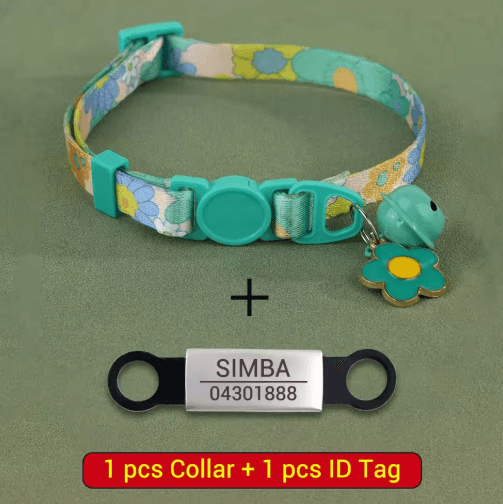 PawPrint Personalized Pet Collar – Custom Engraved Cat & Puppy Collar with Bell and Safety Buckle