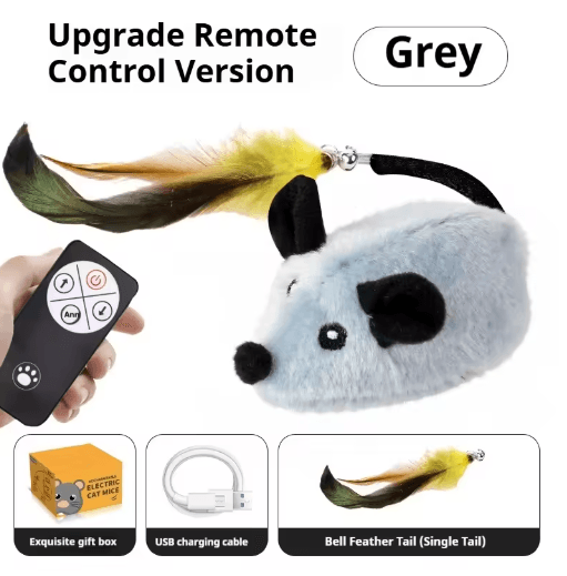 Automatic Moving Mouse Cat Toy USB Rechargeable Interactive Squeaky Plush Toy