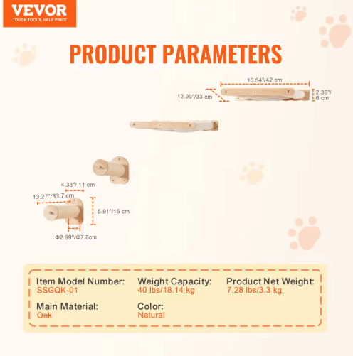 Wall-Mounted Cat Shelves & Hammock Set – Premium Cat Climbing Furniture with Perches