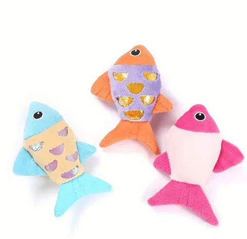 Colorful Fish Catnip Kicker Toy – Crinkle Paper Plush Chew & Interactive Cat Toy
