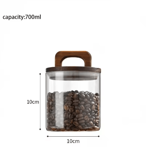 Clear Glass Storage Jar with Bamboo Lid – Airtight Canister for Coffee, Tea & Pantry Essentials